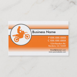 Orange white motocross person business cards