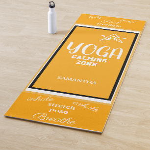 Orange White Name Yoga Mat