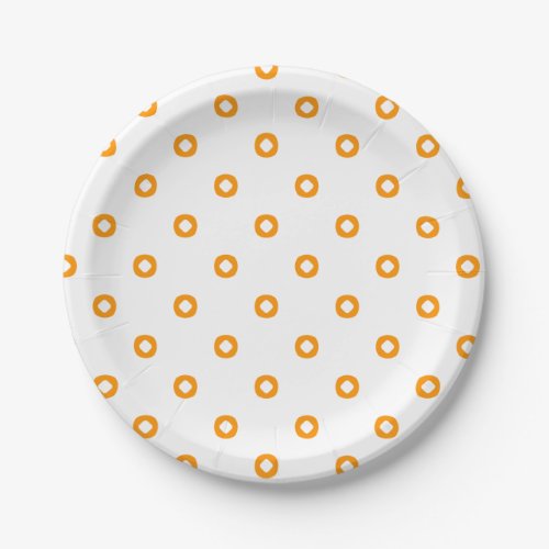 Orange White Pattern Paper Plates