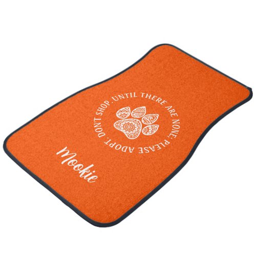 Orange  White Paw Print For Pet Rescue Awareness Car Floor Mat