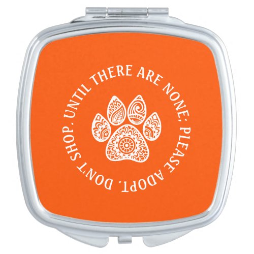 Orange  White Paw Print For Pet Rescue Awareness Compact Mirror