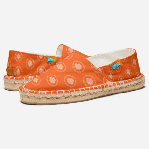 Orange & White Paw Print For Pet Rescue Awareness Espadrilles
