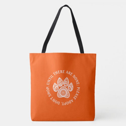Orange  White Paw Print Pet Rescue Personalized Tote Bag