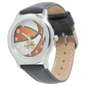 orange white personalized basketball watch (Angled)