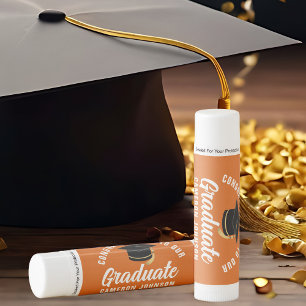 Orange White Personalized Graduation Party Lip Balm