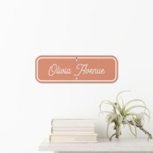 Orange & White Personalized Kids Name Street