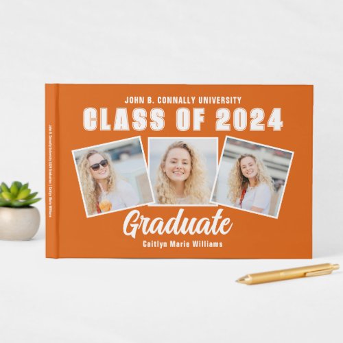 Orange White Photo Class of 2024 Graduation Guest Book