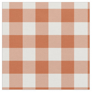Orange & White Plaid Gingham Fabric