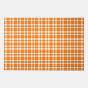 Orange White Plaid Pattern Doormat