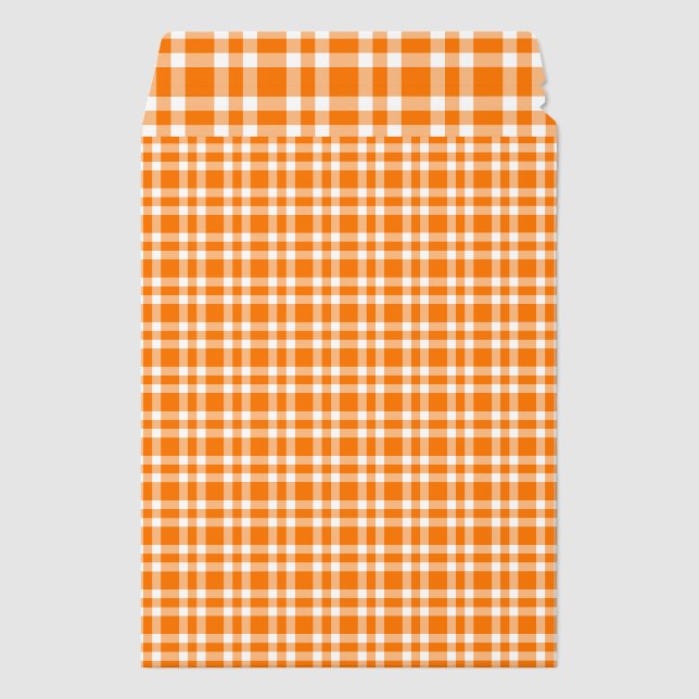 Orange White Plaid Pattern Envelope Mailers (Front)