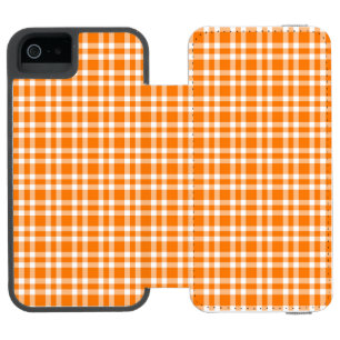 Orange White Plaid Pattern iPhone SE/5/5s Wallet Case