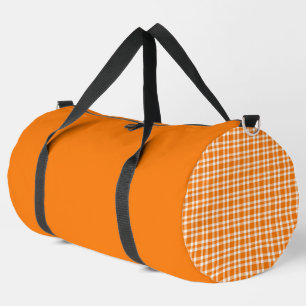 Orange White Plaid Pattern Large Duffle Bag