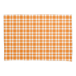 Orange White Plaid Pattern Pillow Case