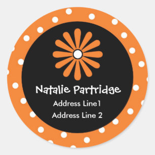 Orange & White Polka Dot Address Labels
