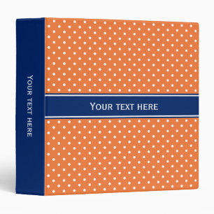 Orange, White Polka Dot with Royal Blue 3 Ring Binder