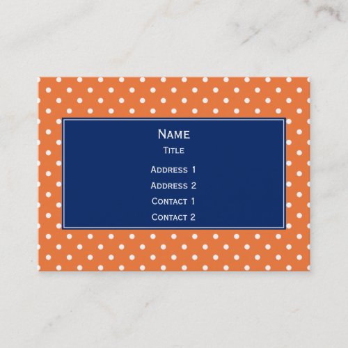 Orange White Polka Dot with Royal Blue Business Card