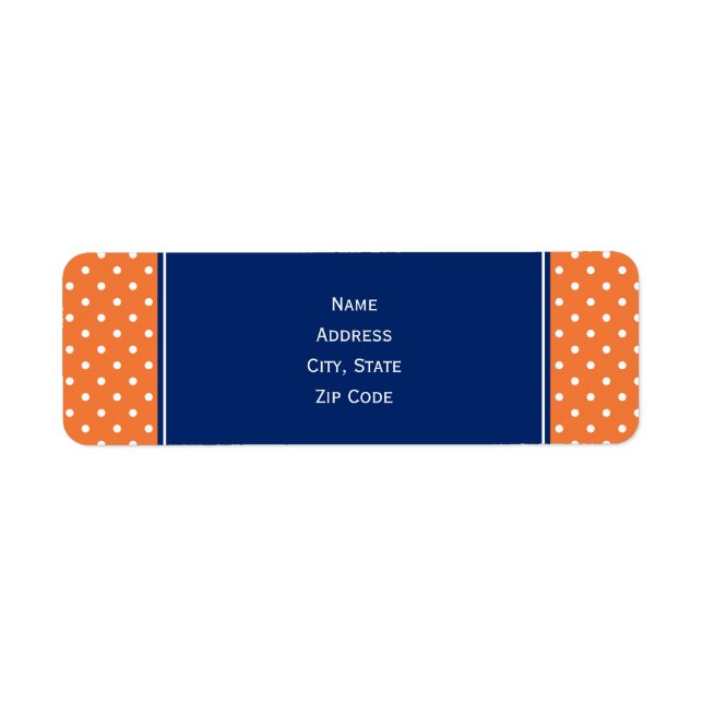 Orange, White Polka Dot with Royal Blue Label (Front)
