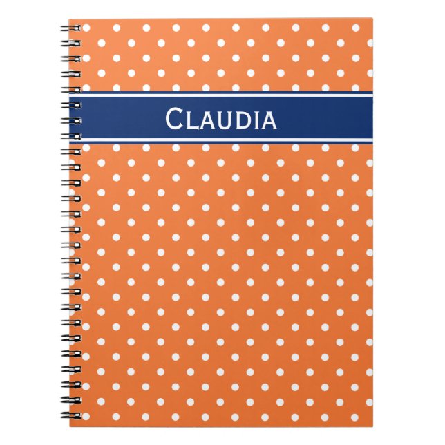 Orange, White Polka Dot with Royal Blue Notebook (Front)