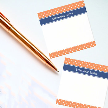 Orange  White Polka Dot With Royal Blue Post-it Notes by KarinaandCleo at Zazzle