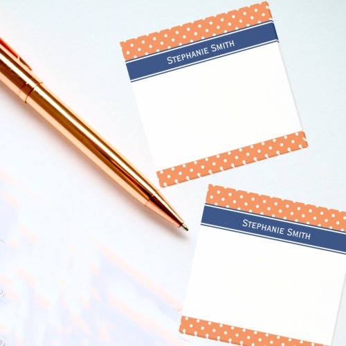 Orange White Polka Dot with Royal Blue Post_it Notes