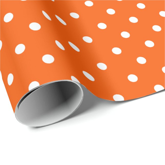Orange | White Polka Dot Wrapping Paper (Roll Corner)