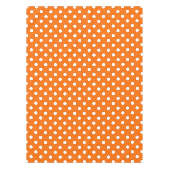 Orange White Polka Dots Design Tablecloth (Front)