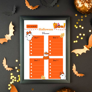 Orange white pumpkin Colorful Halloween Planner Poster