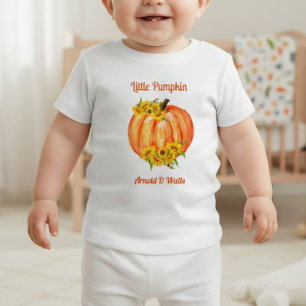 Orange White Pumpkin Fall Baby Shower T-Shirt