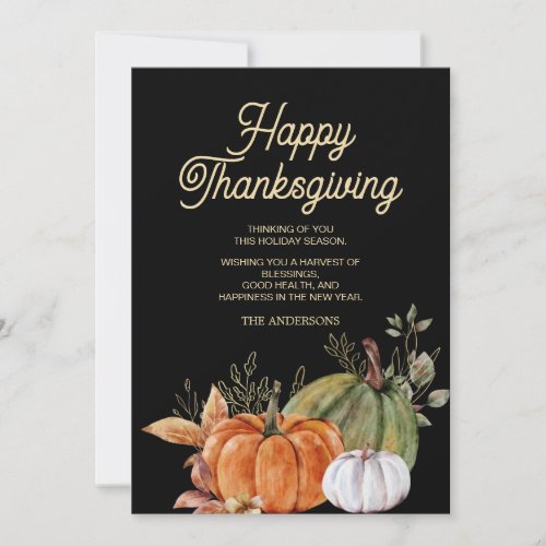 Orange White Pumpkins Black Happy Thanksgiving  Invitation