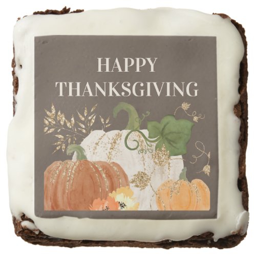 Orange White Pumpkins Gold Glitter Thanksgiving  Brownie