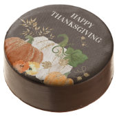 Orange White Pumpkins Gold Glitter Thanksgiving Chocolate Covered Oreo (Angled)
