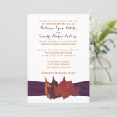 Orange, White, Purple Dried Leaves Wedding Invite (Standing Front)