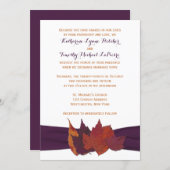 Orange, White, Purple Dried Leaves Wedding Invite (Front/Back)