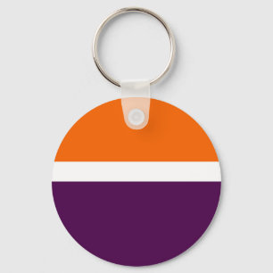 Orange White Purple Plain Color Block Design Keychain