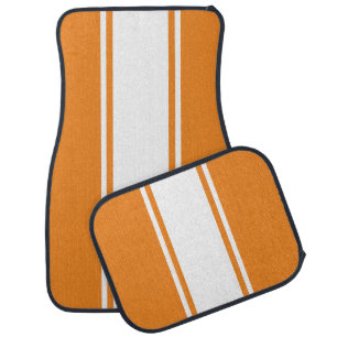 Orange & White Racer Stripe Car Mats