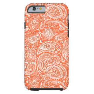 Orange & White Retro Paisley Damasks Lace Tough iPhone 6 Case