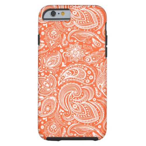 Orange  White Retro Paisley Damasks Lace Tough iPhone 6 Case