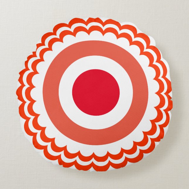Orange white round pillow (Front)