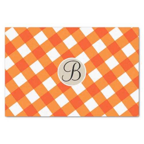 Orange White Rustic Country Fall Monogram Initial Tissue Paper