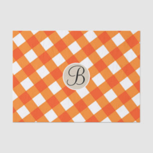 Orange White Rustic Country Fall Monogram Initial Tissue Paper