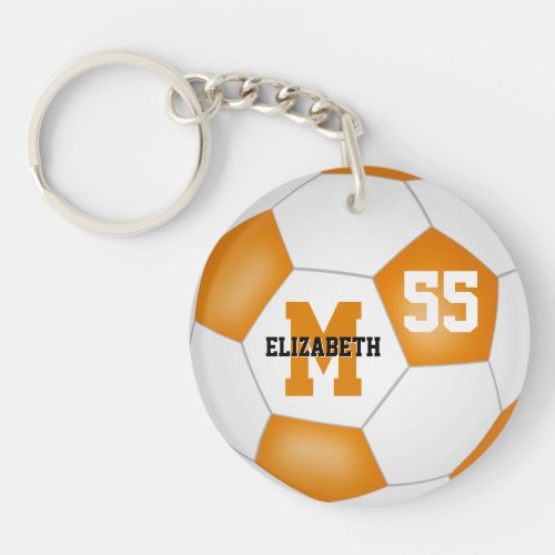 orange white school colors soccer bag tag keychain
