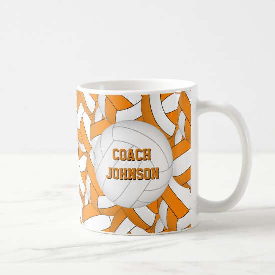 orange white school colors volleyball coach gift coffee mug
