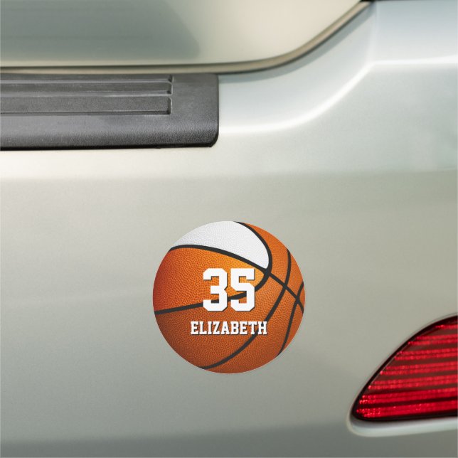 orange white school spirit basketball locker or car magnet (In Situ)