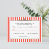 Orange, White, Silver Striped Scroll RSVP Card (Standing Front)