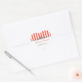 Orange White Silver Stripes Scroll Wedding Sticker (Envelope)