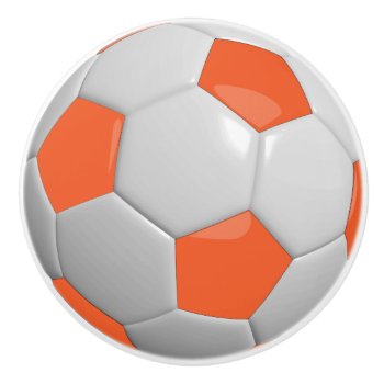 Orange & White Soccer Ball / Football Ceramic Knob by DesignsbyDonnaSiggy at Zazzle
