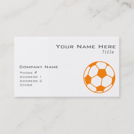 Orange & White Soccer Business Card