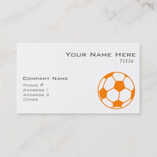 Customizable Orange &amp; White Soccer Business Cards