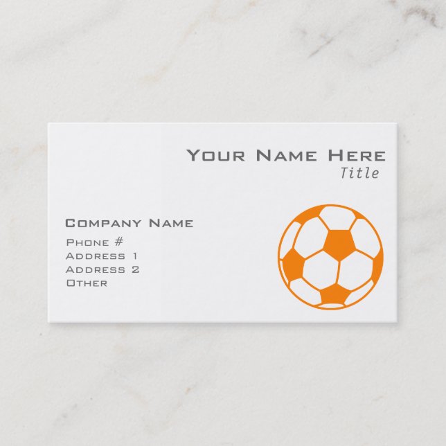 Orange & White Soccer Business Card (Front)