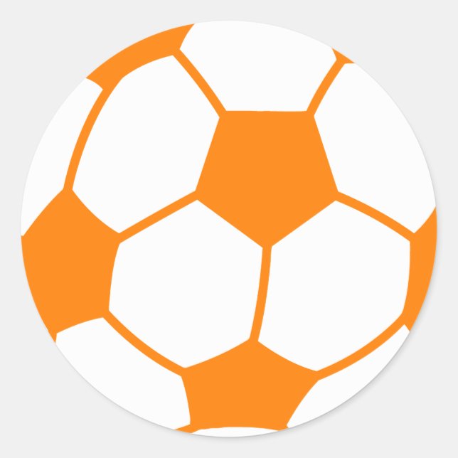 Orange & White Soccer Classic Round Sticker (Front)